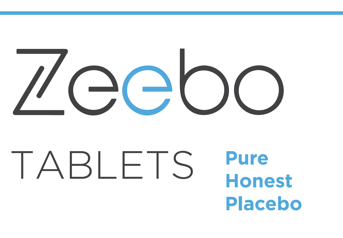 Zeebo Tablets — Pure Honest Placebo. The world's first commercially available honest placebo, since 2014.
